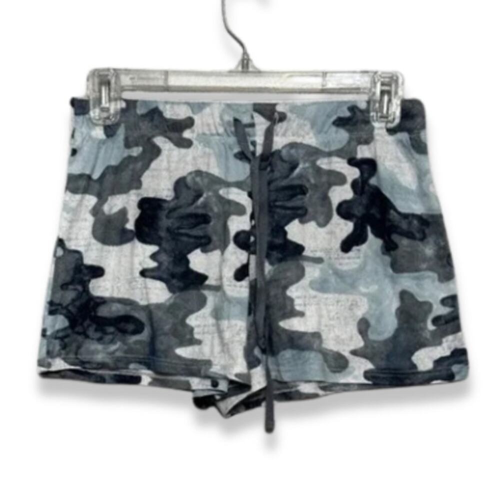 Lounge Sleep Shorts Camouflage Print Adjustable Drawstring Stretchable Gray NWOT